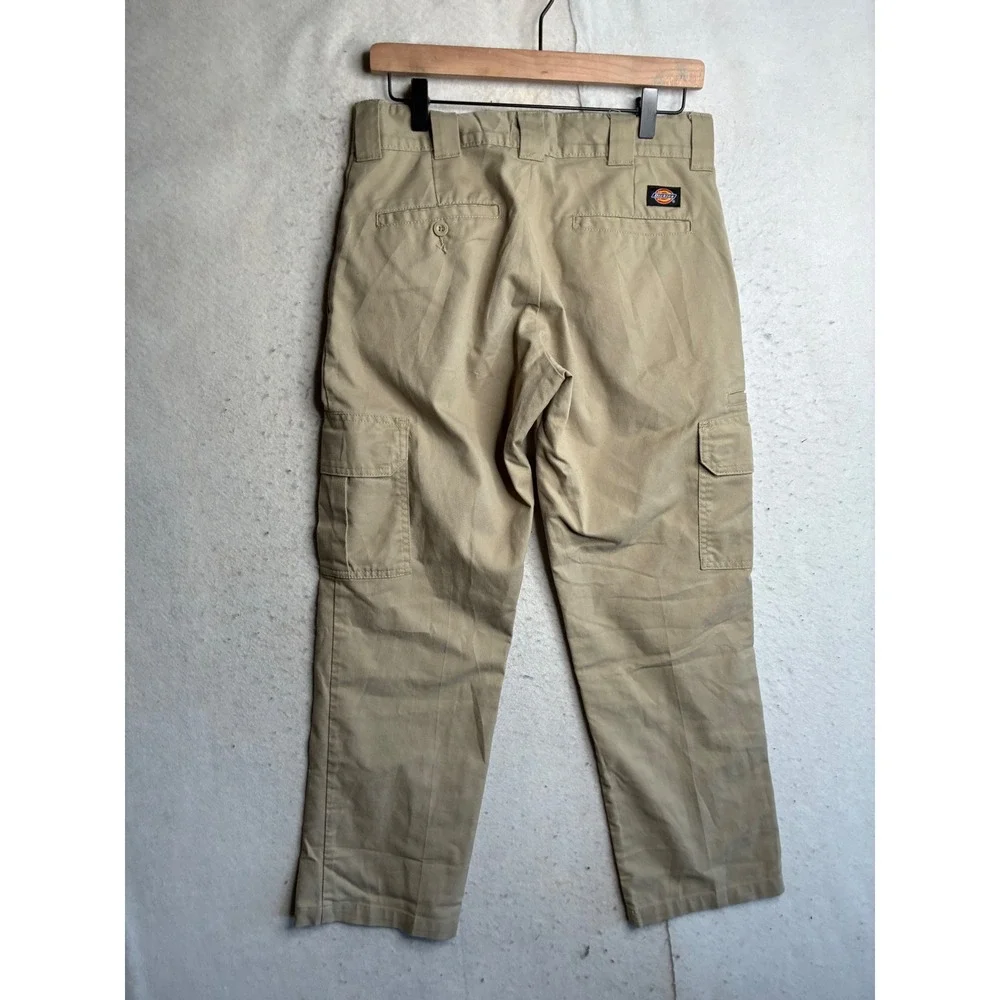 Dickies Flex Regular Straight Cargo Pants Mens 32x27 Khaki Tan Workwear 6422